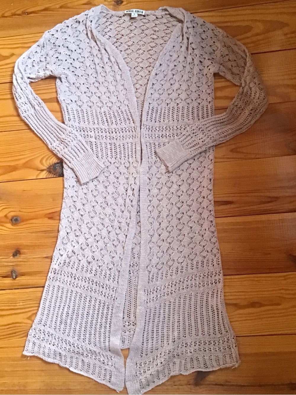 Moral Fiber Light Pink to Cream Color Crochet Style Duster Cardigan